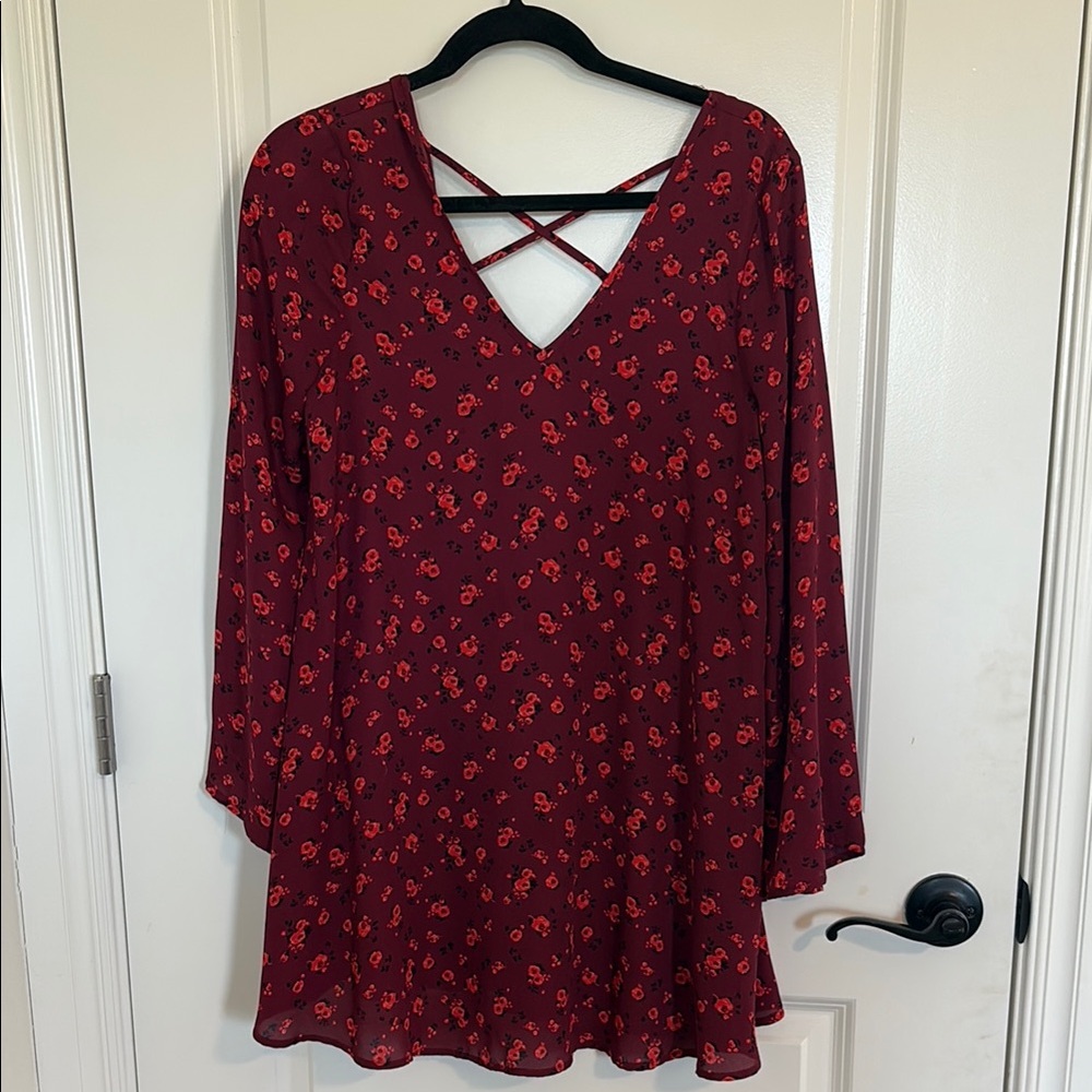 Floral V-Neck Dress in Red by [Brand]
